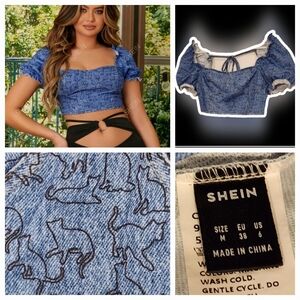 SHEIN SIZE M/38/4 Denim Cat Print